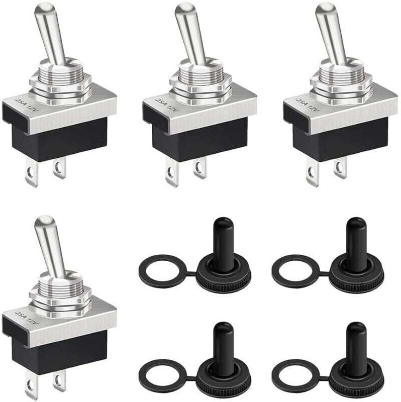 4-stufiger Wippschalter, 12 V, wasserdicht, 25 A, SPST, Ein/Aus, 2-Positionen-Schalter mit wasserdichter Kappe, für Auto...