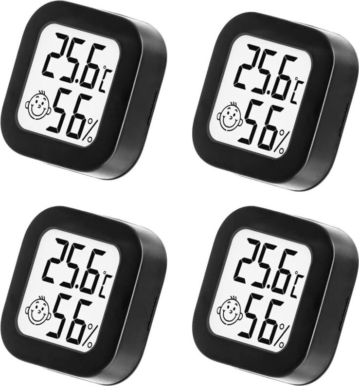 Thermometer Hygrometer Innenthermometer Schwarz Digital Hygrometer Anzeige Mini Thermo-Hygrometer Heimthermometer für Wo...