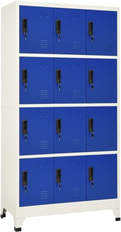 Schließfachschrank Grau und Blau 90x45x180 cm Stahl - Vidaxl