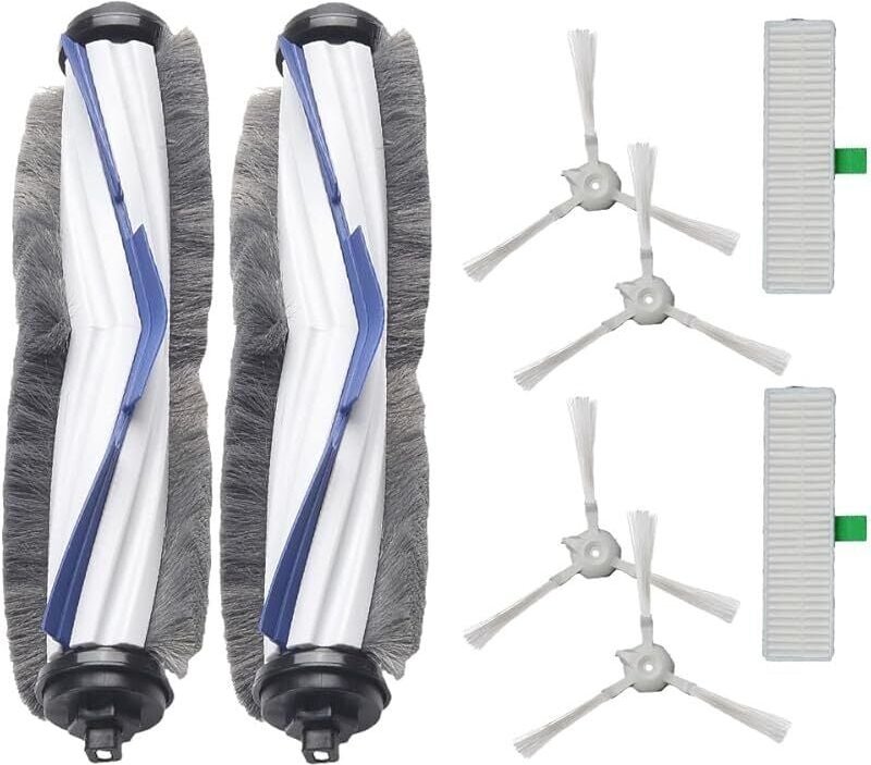 Set mit 8 Hauptseitenbürsten für den Saugroboter Explorer 60 RR7427 RR7447, 2 Hauptwalzenbürsten, 2 Filtern