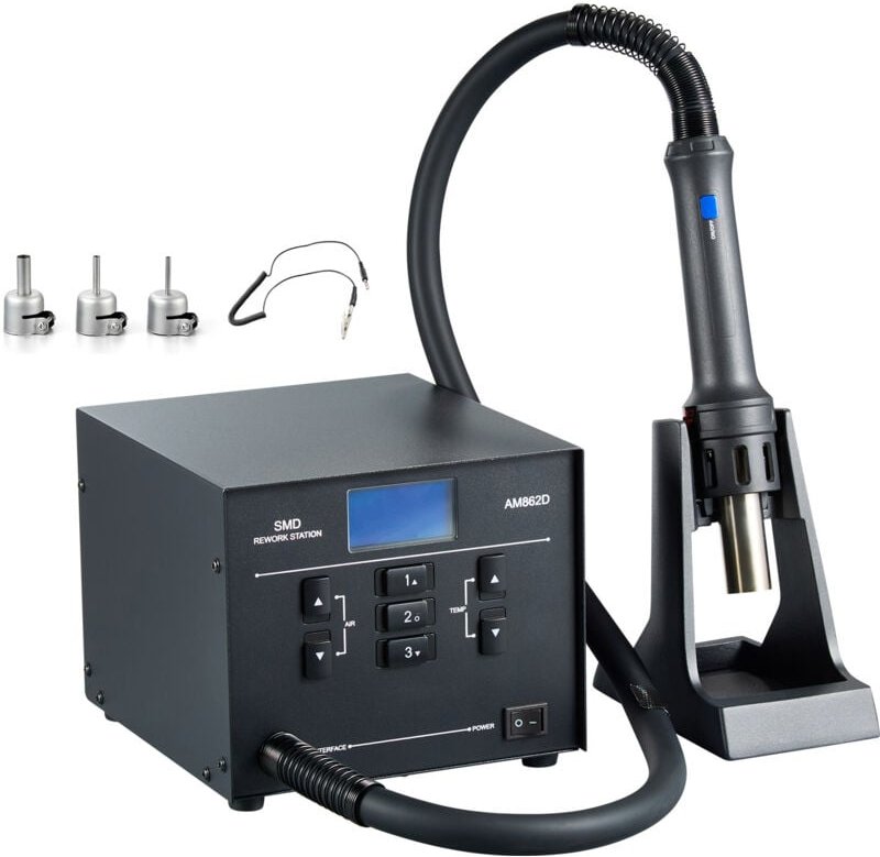 Mophorn - Heißluft-Reworkstation, 1000 w, 100-480 ℃ Heißluftpistole mit 99-stufig einstellbarem Luftstrom, 3 voreingeste...