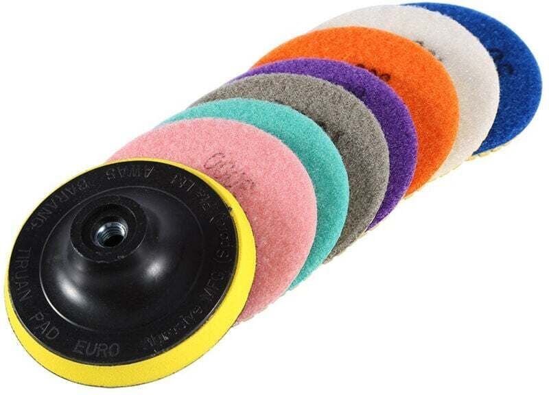 8-teiliges Granitpolierset, Diamantpolierscheibe, 10 cm (4 Zoll) große Nass- und Trockenpolierpads mit Diamantbeschichtu...