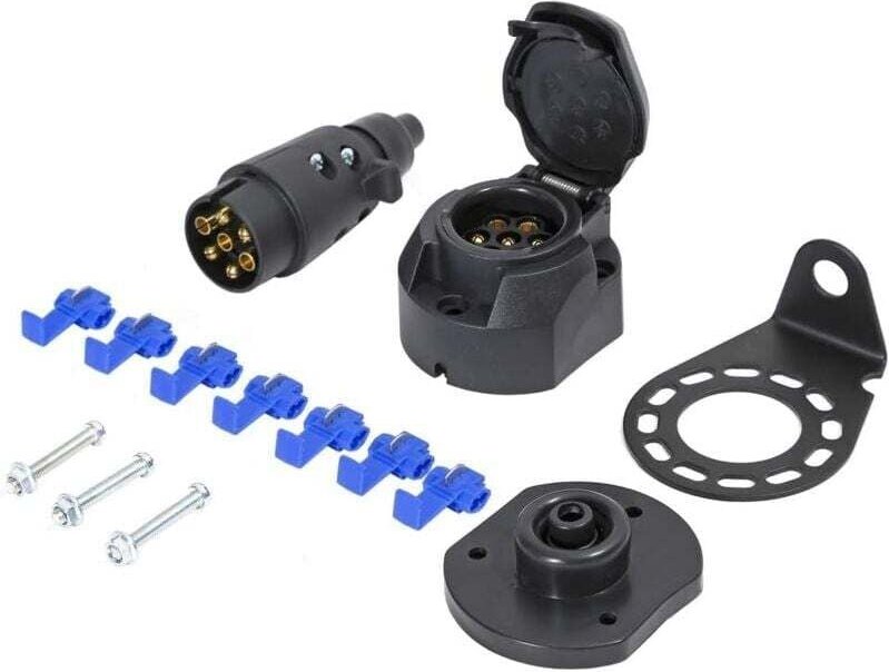 ZVD-Anhängerstecker und -buchse, 7-polig, Montagehalterungssatz aus Metall, 12 V wasserdichter Anhängerstecker männlich ...