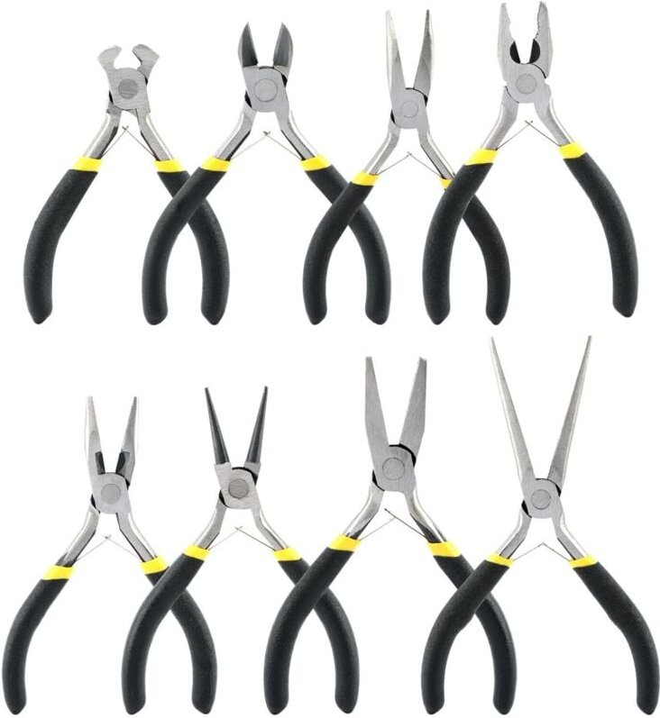 Set mit 8 Minizangen und ergonomischen Spitzzangen für Schmuckherstellung, Elektronikreparaturen und Heimwerkerprojekte....