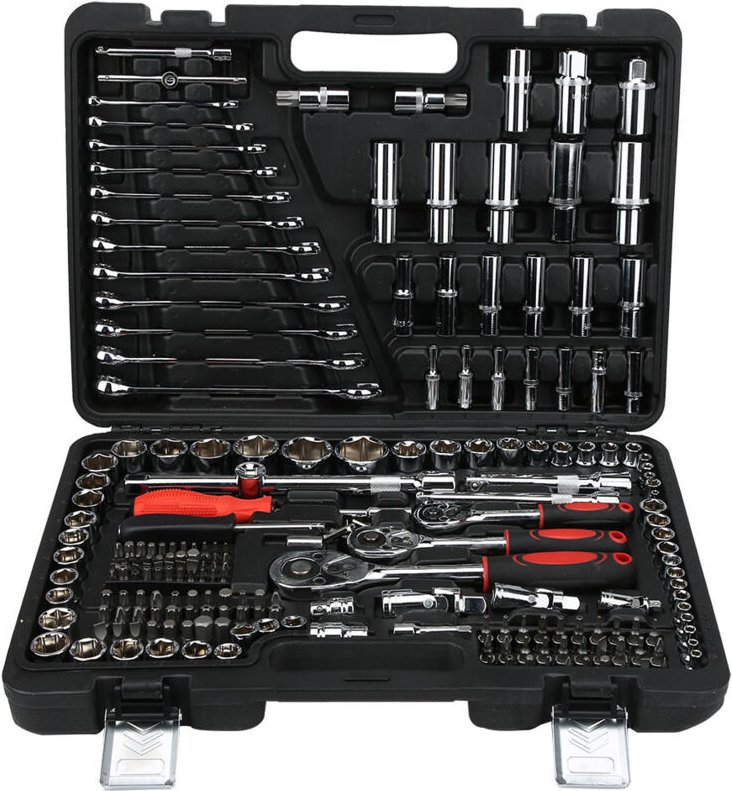 Decdeal 215pcs Ratchetschlüssel Set 1/4in 3/8in 1/2in Socket Tool HAFT HAND KITSBOLK LPD00057