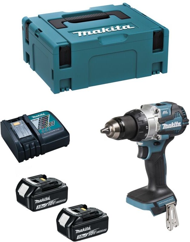 Schlagbohrschrauber MAKITA DHP489RFJ (2 x 3,0 Ah + DC18RC + MAKPAC 2)