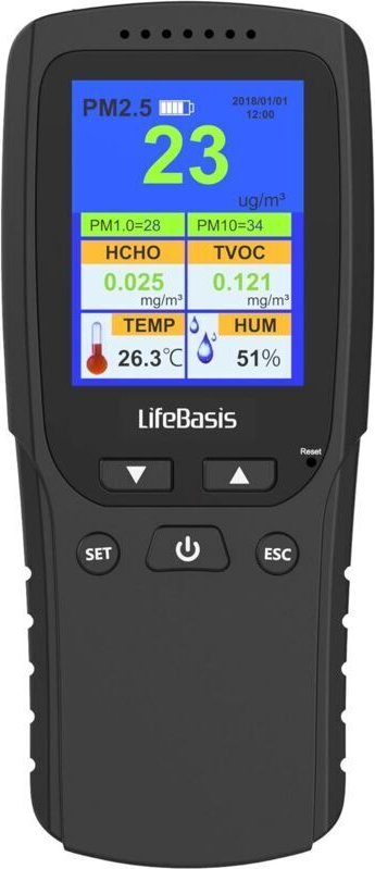 8-in-1-Luftqualitätsmonitor PM2,5 / PM1,0 / PM10 / HCHO / TVOC / AQI / TEMP / HUM Tragbarer Luftqualitätsmonitor und Det...