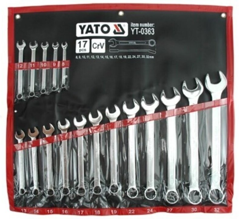 Yato - satinierte kombinationsschlüssel 17-tlg. 8-32mm gehäuse 0363