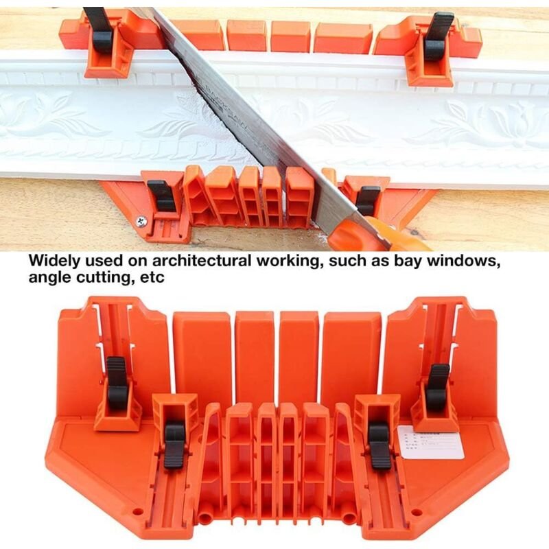 14 'Kunststoff-Gehrungslade, Handsäge, Klemm-Gehrungslade, Holzschneidewerkzeug mit Klemme