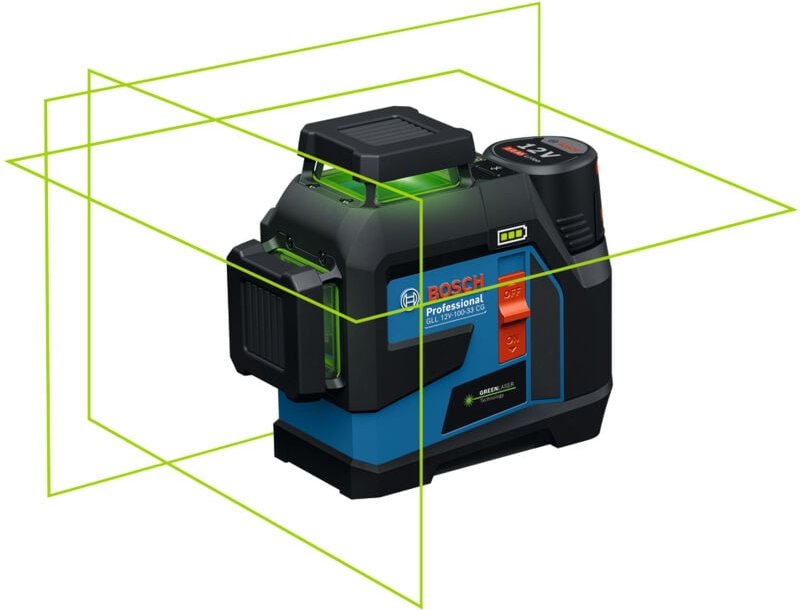 Bosch Linienlaser gll 12V-100-33 cg, incl. 1x Akku gba 2 Ah, Schnellladegerät, Zubehör, l-boxx