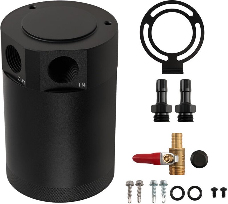 2-Port Öl Catch Can Tank Aluminium Auffangbehälter Ölsammler Ölbehälter 3/8" NPT