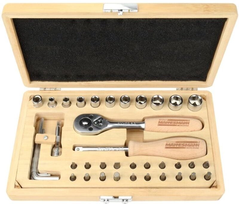 Brüder Mannesmann - M29000 M29000 Werkzeugsatz inkl. Bambus-Koffer 4 - 13 mm pz 0, pz 2, pz 3, ph 0,