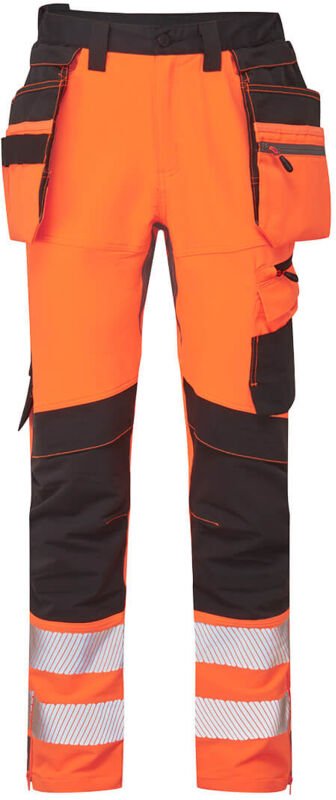 Hochsichtbare Dx4-Hose mit abnehmbaren, schwebenden Taschen – Größe 48 – Orange/Schwarz – Portwest