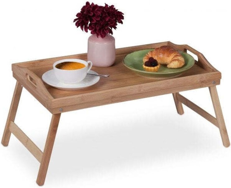 Faltbares betttablett aus bambus