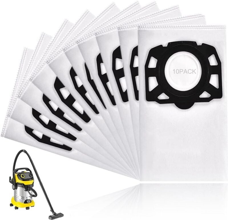 10 Stück Staubsaugerbeutel für Kärcher 2.863-006.0 Vliesfilterbeutel 487 Ersatzbeutel WD4 WD5 WD6 WD5P WD6P Premium MV4 ...