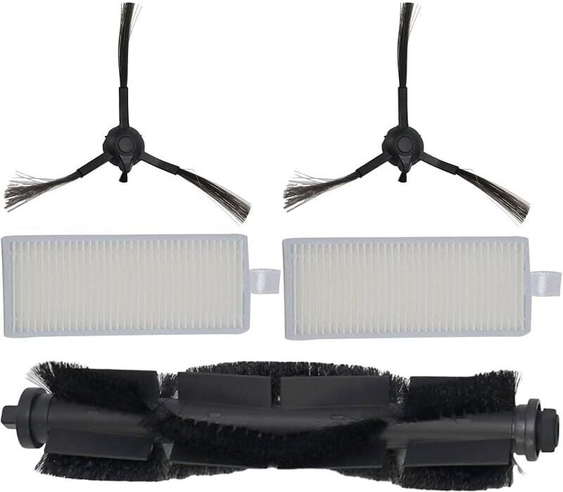 5-teiliges Hauptseitenbürsten-Set für Tapo RV10 RV30 Plus Saugroboter, 1 Hauptwalzenbürste, 2 HEPA-Filter