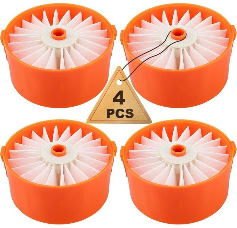 4er-Pack Filterelemente für Black + Decker Akku-Staubsauger BSV2020, BSV2020G, BSV2020WAPB
