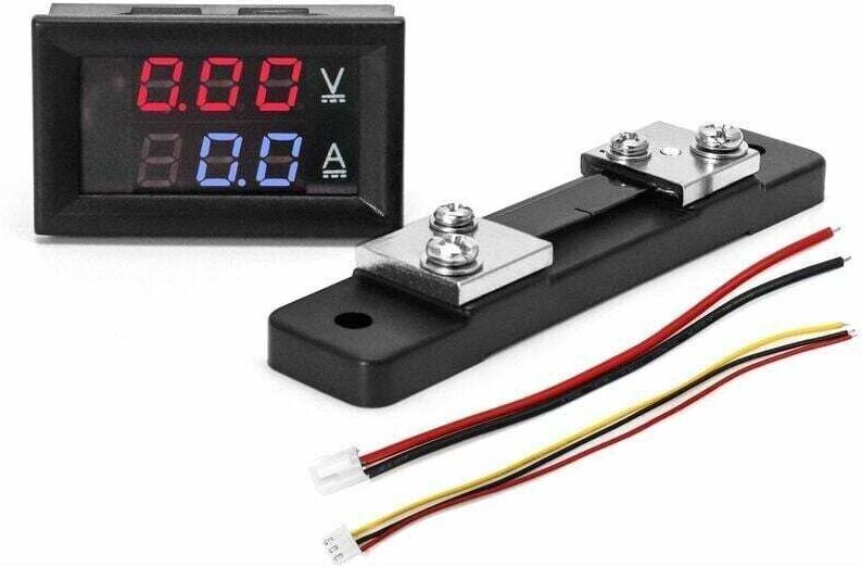 Digitales LED-Amperemeter und -Voltmeter, DC 0-100V 0-50A, mit externem 50A-Shunt, Multimeter-Panel mit 2 Spannungs- und...