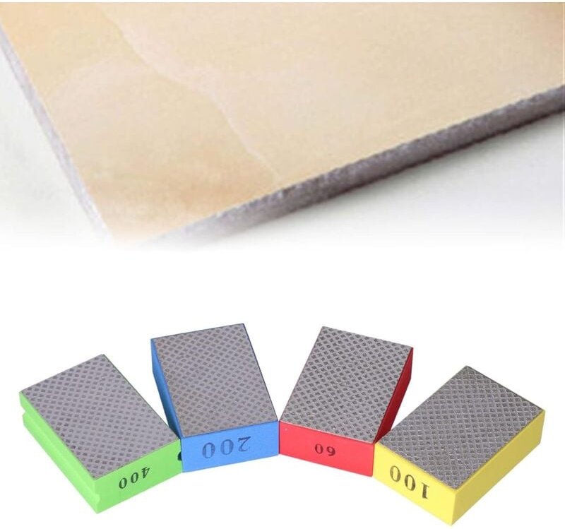 4 Stück Diamant-Handpolierpads, Schleifblöcke, Diamant-Handschleifpads zum Schleifen, Schleifen, Polieren und für scharf...