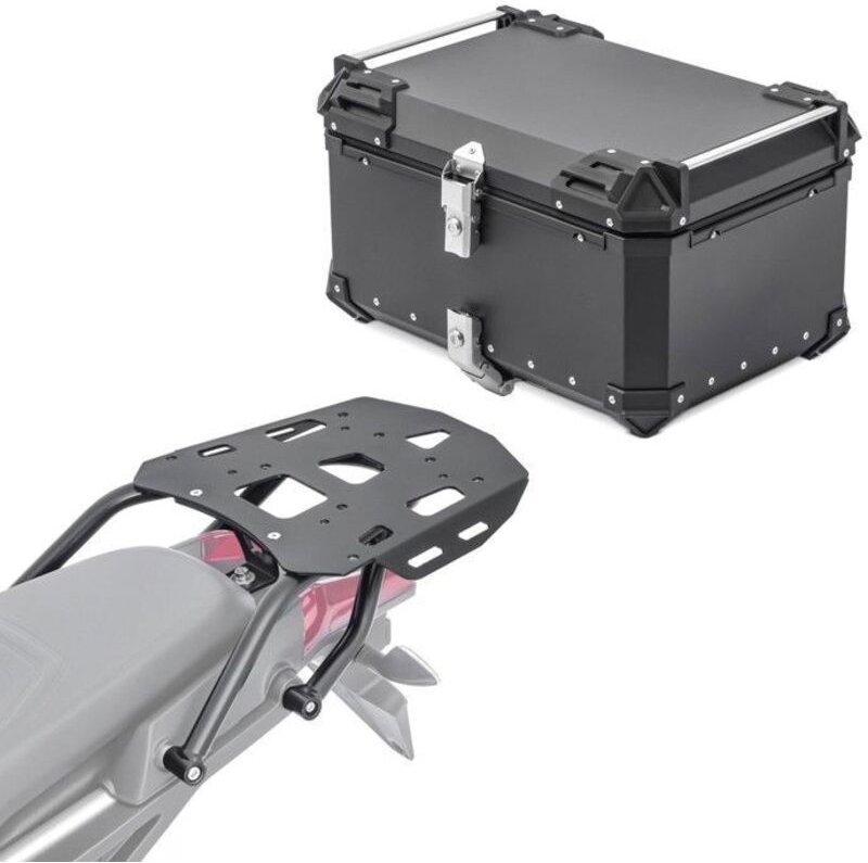 Topcase und Gepäckträger - Aprilia Tuareg 660 22-25 - Robustes Aluminium - 65 Liter - Schnelle Befestigung