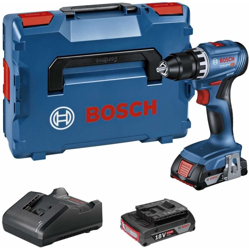 Bosch Akku-Bohrschrauber gsr 18V-45, incl. 2x Akku gba 2 Ah, Ladegerät, l-boxx - Bosch Professional