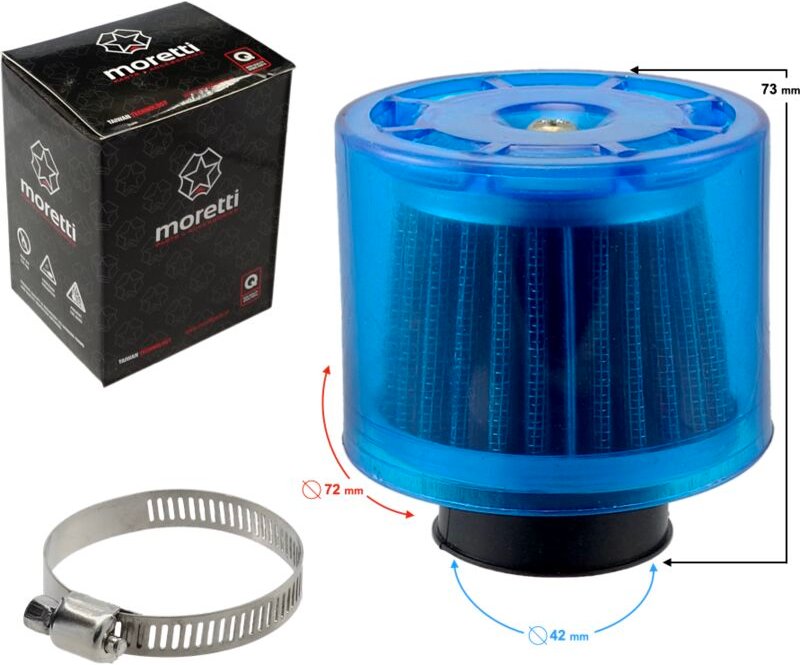 Blauer konischer Luftfilter, Durchmesser 42 mm