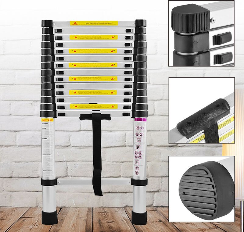 Aluminium Teleskopleiter klappbar 4,4m Multifunktionsleiter Aluleiter Klappleiter 150 kg Belastbarkeit (4,4m) - Uisebrt