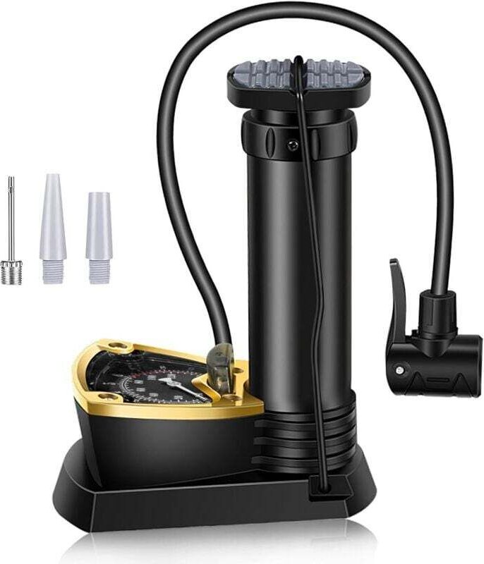 YMYNY Fahrrad-Standpumpe mit Manometer, tragbare Mini-Fahrradpumpe mit Presta- und Schrader-Ventil, Hochdruck 160 PSI fü...