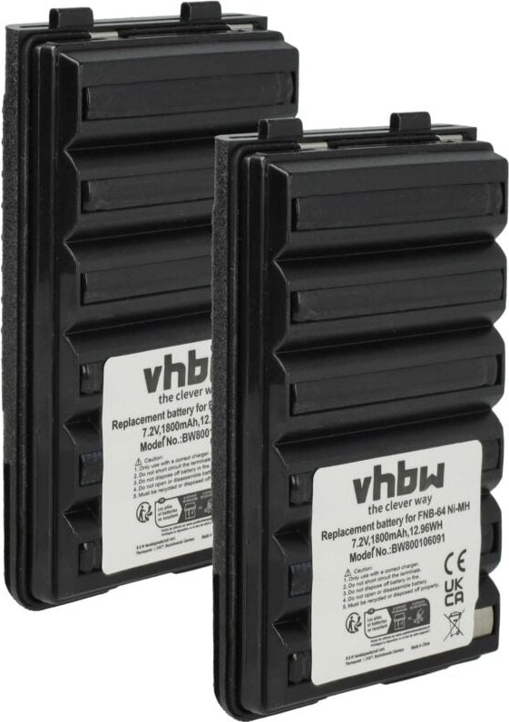 vhbw 2x Akku kompatibel mit Yaesu Vertex VX-800V, VXA120, VX800, VXA-120, VX-A120, VX-800, VX-800U Funkgerät, Walkie Tal...