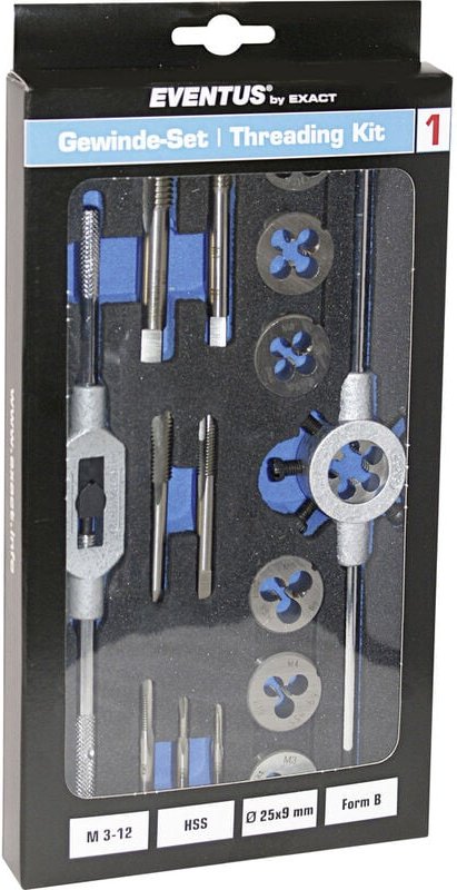 Eventus By Exact - 70607 Gewindeschneidsatz 16teilig hss metrisch M3, M4, M5, M6, M8, M10, M12