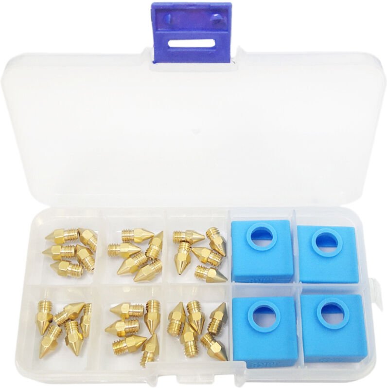 3D Drucker Teile 0,2 / 0,3 0,4 0,5 0,6 0,8 1,0 mm MK8 Extruder DüSe mit Silikon Socke für -10 3