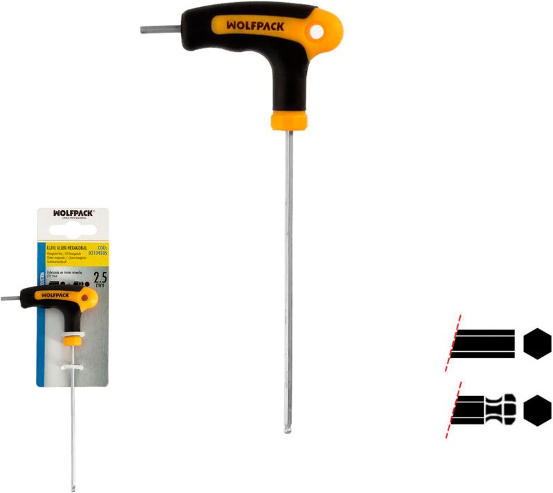 Innensechskantschlüssel mit Kugelgriff Form t 2,5 mm. mit Aufhänger