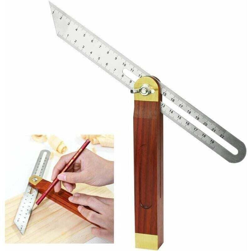 200 mm Schiebewinkel aus Edelstahl und Holz mit 0-360 Grad Griff, robuste doppelseitige Holzbearbeitungswinkel für Ingen...