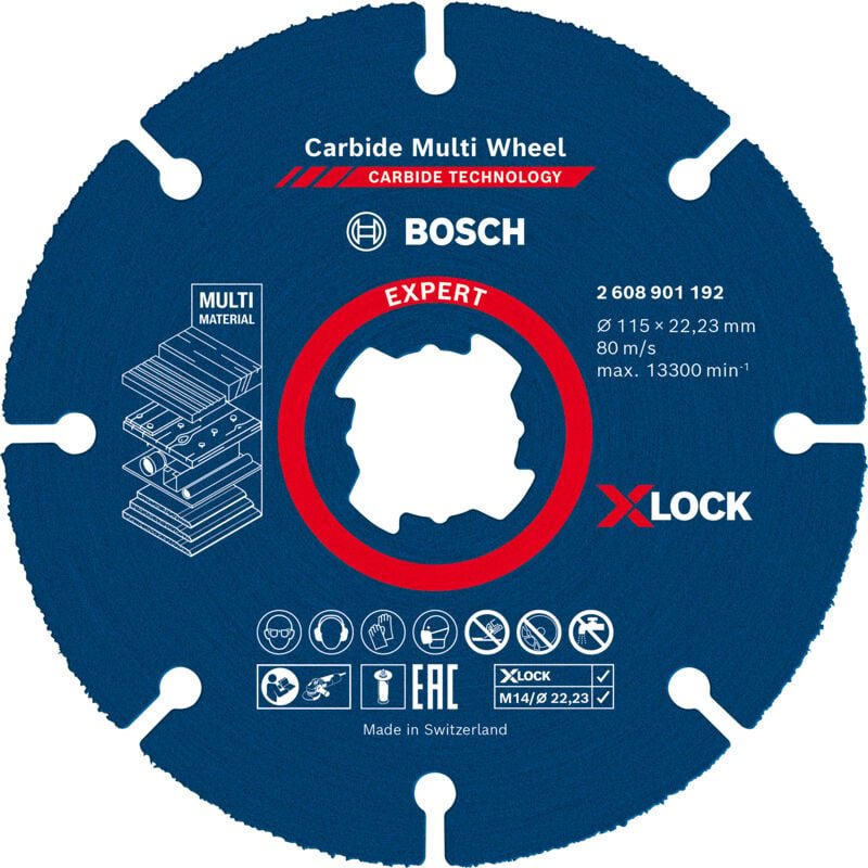 Bosch - Professional Expert Carbide Multi Wheel x-lock Trennscheibe, 115 mm, 22,23 mm (2608901192)
