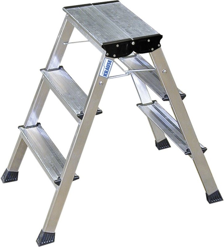 Krause - 130068 Aluminium Doppel-Klapptritt klappbar Arbeitshöhe (max.): 2.65 m Silber 2.4 kg