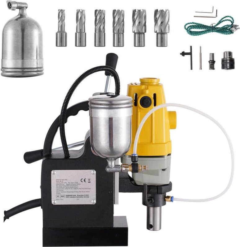 Mophorn - 1100 w Magnetbohrmaschine, 1-1/2 Zoll (40 mm) Bohrdurchmesser MD40, 2810 Pfund Magnetkraft, 670 U/min mit 6-te...