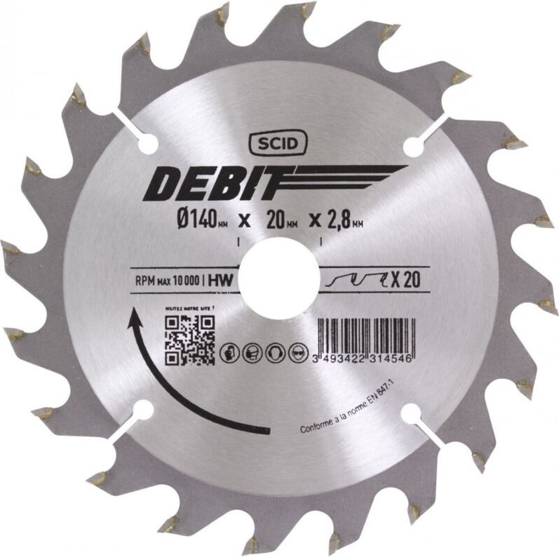 Kreissägeblatt aus Hartmetall Ø 140 mm 20 20 2,8