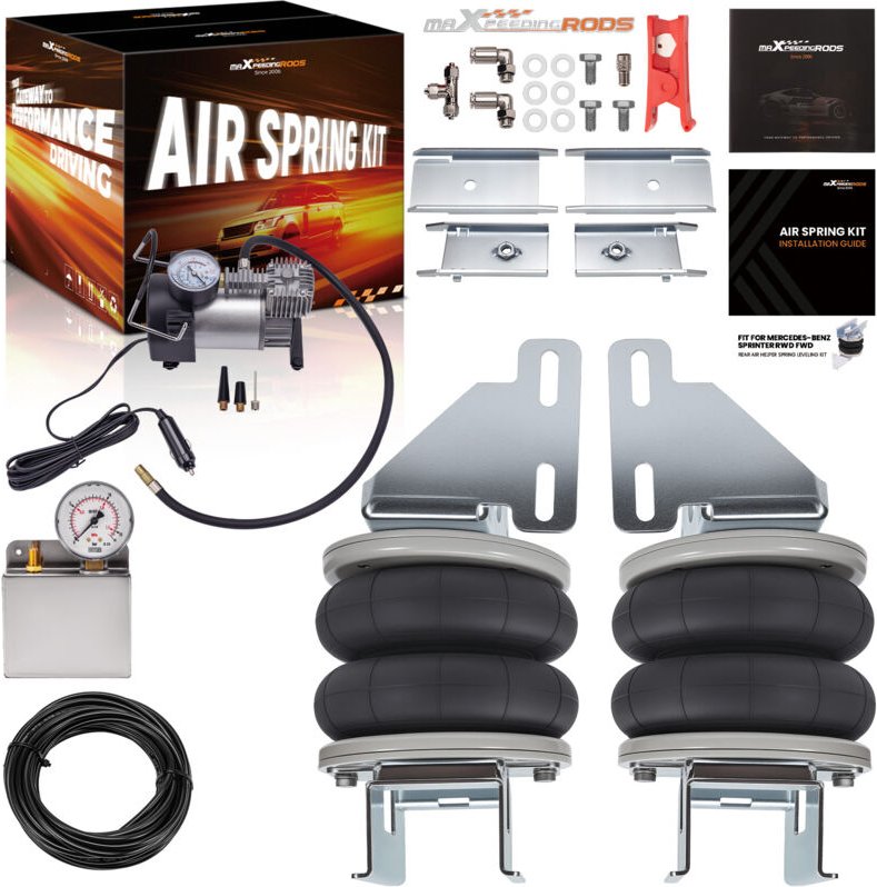 2x Luftfederung Hinten mit 12V Kompressor Kit for Mercedes Sprinter Bj. 06-22