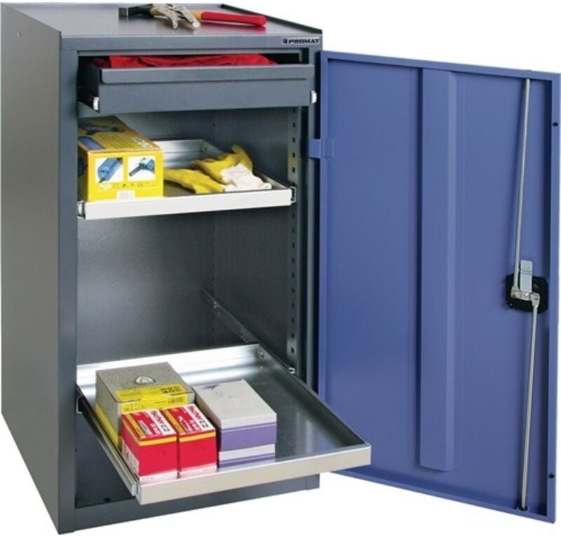Werkzeug-/Beistellschrank H1000xB500xT500 mm 1Schubl.,2Bd. anthrazitgrau/taubenblau, ncs