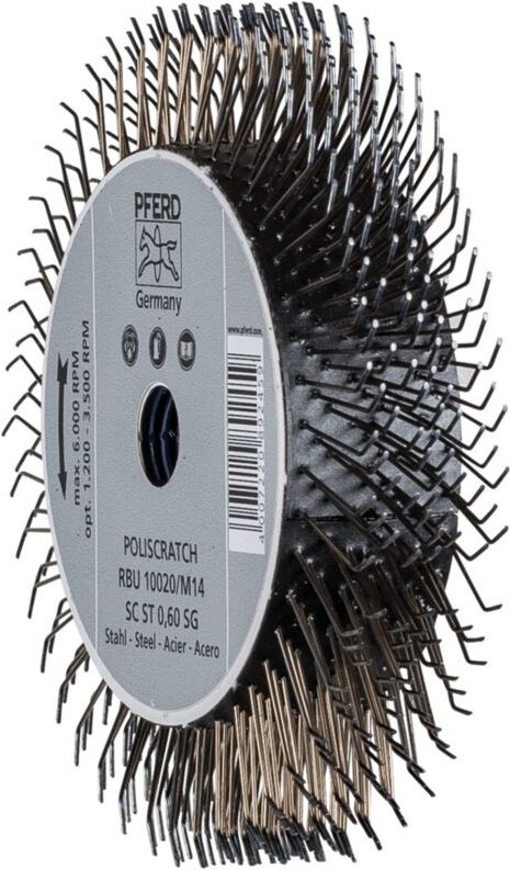 Poliscratch Rundbürste ungezopft rbu ø 100x20mm M14 Stahl-Draht-Ø 0,60 für Winkelschleifer 43 - Pferd