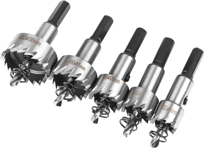 Lochsäge Hartmetallbohrer 5-teilig, HASS Titan Lochsägenbohrer Set 16/18,5/20/25/30 mm, Kreisschneider Set Entferner, We...