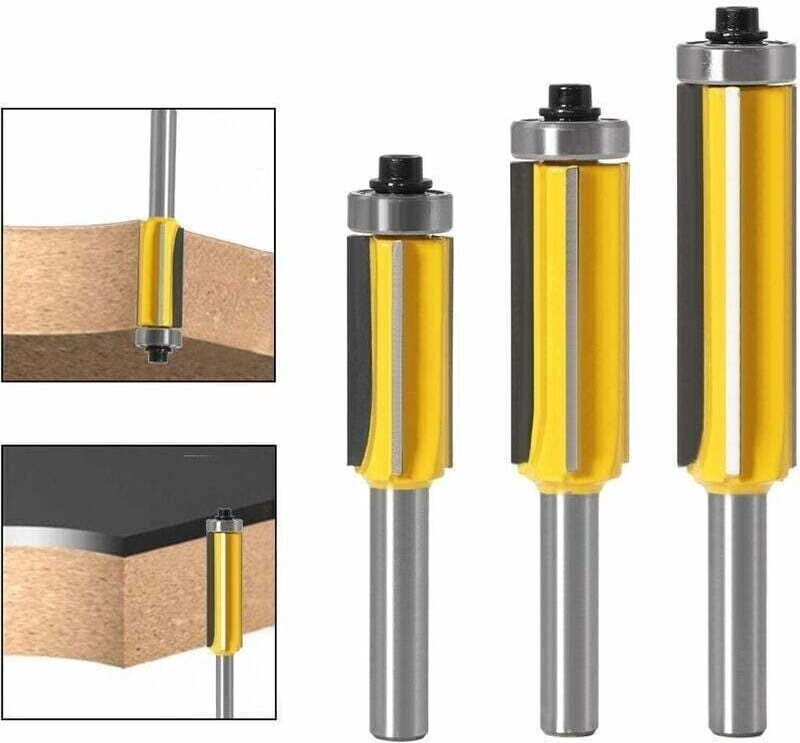 8-mm-Schaft-Holzfräser-Set mit 4 Klingen, XU, 3-teiliges Komplettset für Fräsmuster, bündiger Schaftfräser - KZQ
