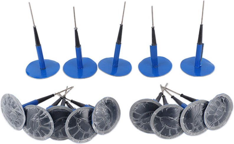 KIMISS Packung mit 14 Gummiflicken zur Reifenreparatur - Blau - 0,6 cm - 250 UL - Für Auto, Motorrad + PKW.