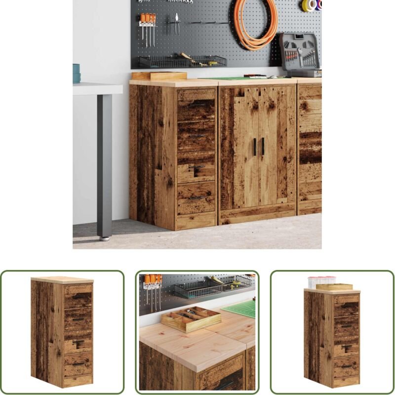 Werkzeugschrank - Garagen-Aufbewahrungsschrank Altholz-Optik Massivholz Kiefer