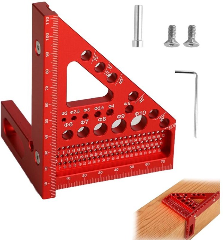 3D-Winkel – Verstellbarer Winkel von 22,5° bis 90° – Hochpräzises Holzbearbeitungswerkzeug aus Aluminiumlegierung – 3 in...