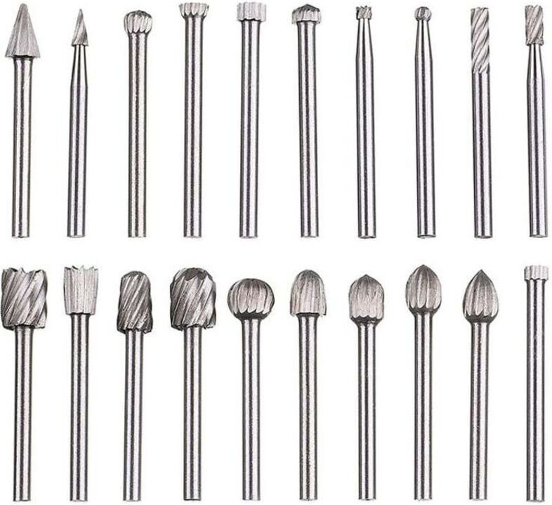 20-teiliges Rotationsfeilenset, Hartmetallfeilen, HSS-Rotationsfeilenköpfe, Rotationswerkzeug, 3 mm (1/8") Schaft, geeig...