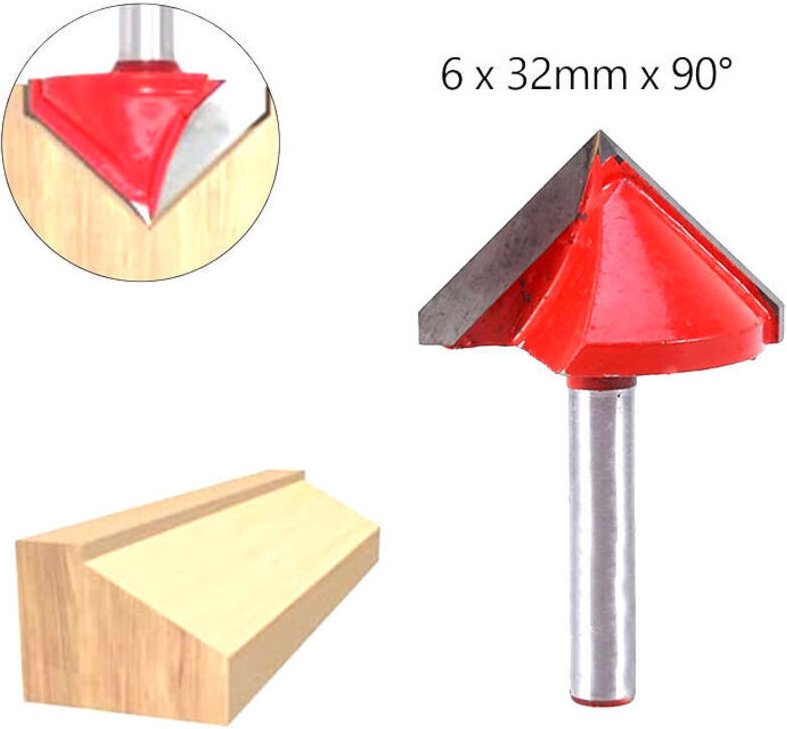 Vtizikl Fraise à Rainurer en Acier Tungstène CNC 90 Degrés Tige de 6 mm Diamètre de 32 mm Pour Fabrication de Panneaux 3...
