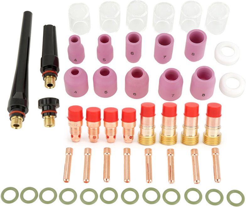 Eosnow 49 teile/satz Gas Objektiv Aluminiumoxid Düsen Tassen Spannzangen Zubehr Kit für Schweibrenner
