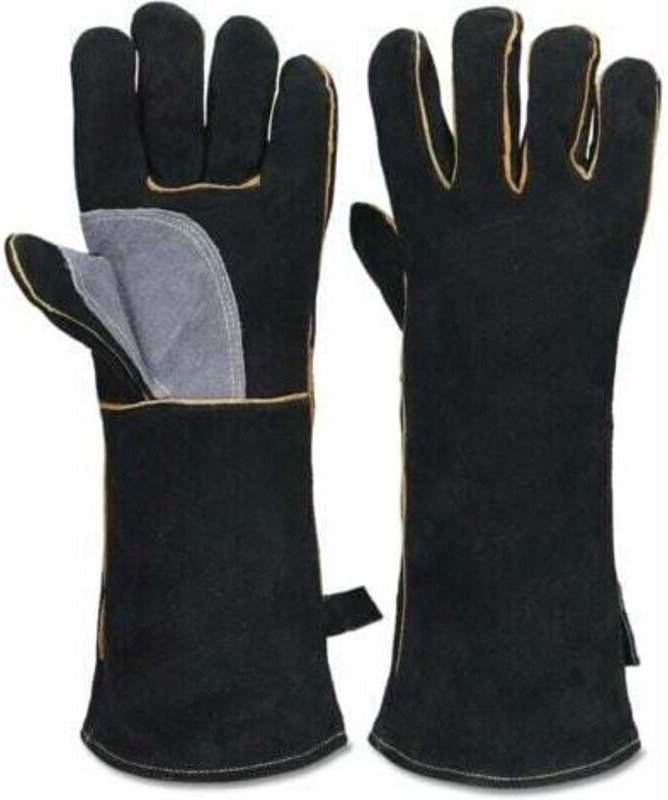 Extrem feuer- und hitzebeständige Lederhandschuhe mit Kevlar-Nähten, ideal für Kamine, Öfen, Backöfen, Grills und zum Sc...