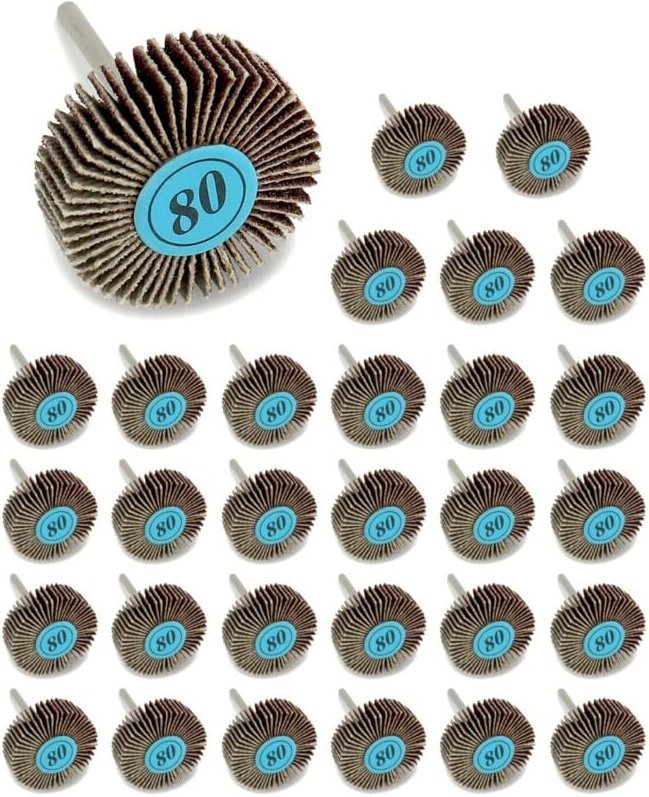 Gabrielle - 30 Stück Fächerschleifscheiben 32 x 10 x 3 mm, Körnung 80 für Rotationswerkzeuge